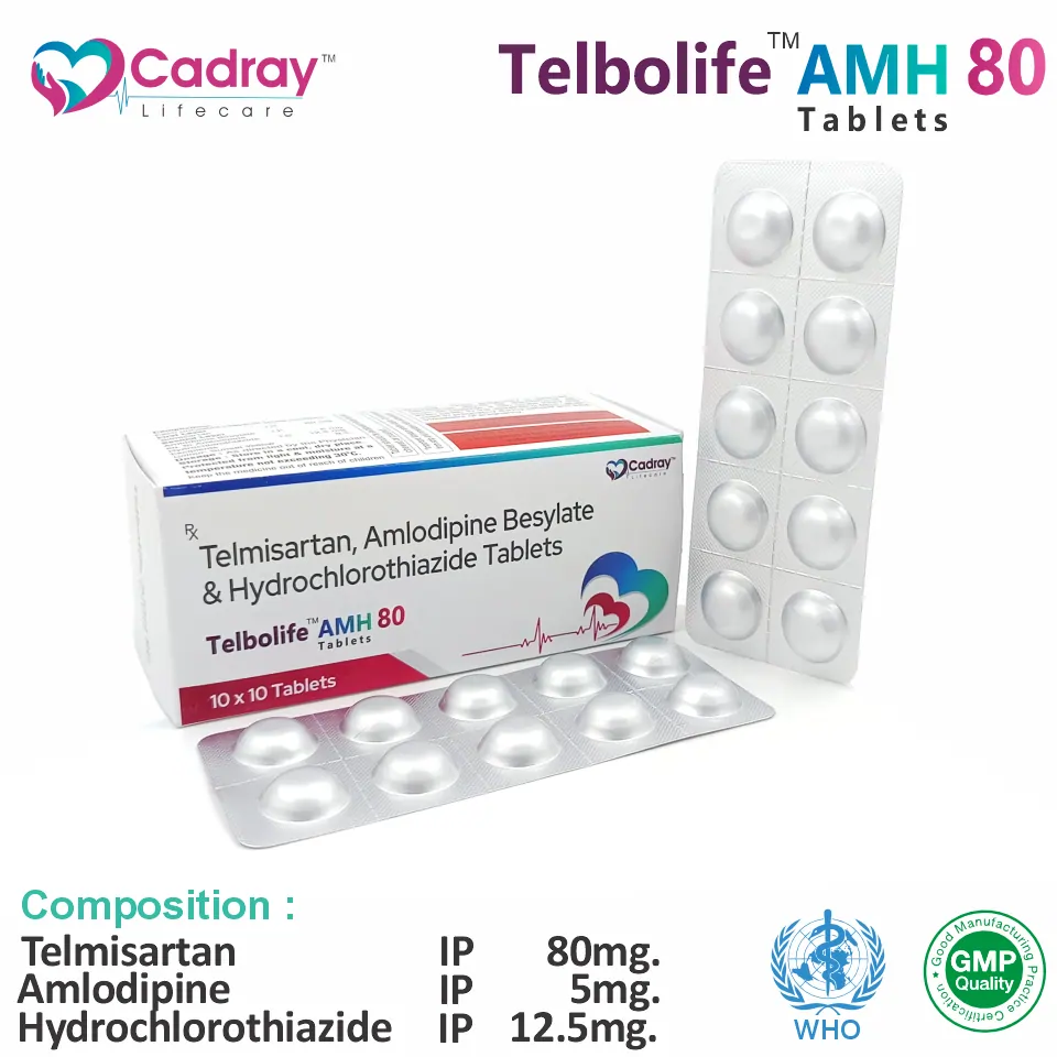 Telmisartan 80mg + Amlodipine 5mg + Hydrochlorothiazide 12.5mg | Hypertension Therapy | Best Price for PCD Pharma Franchise
